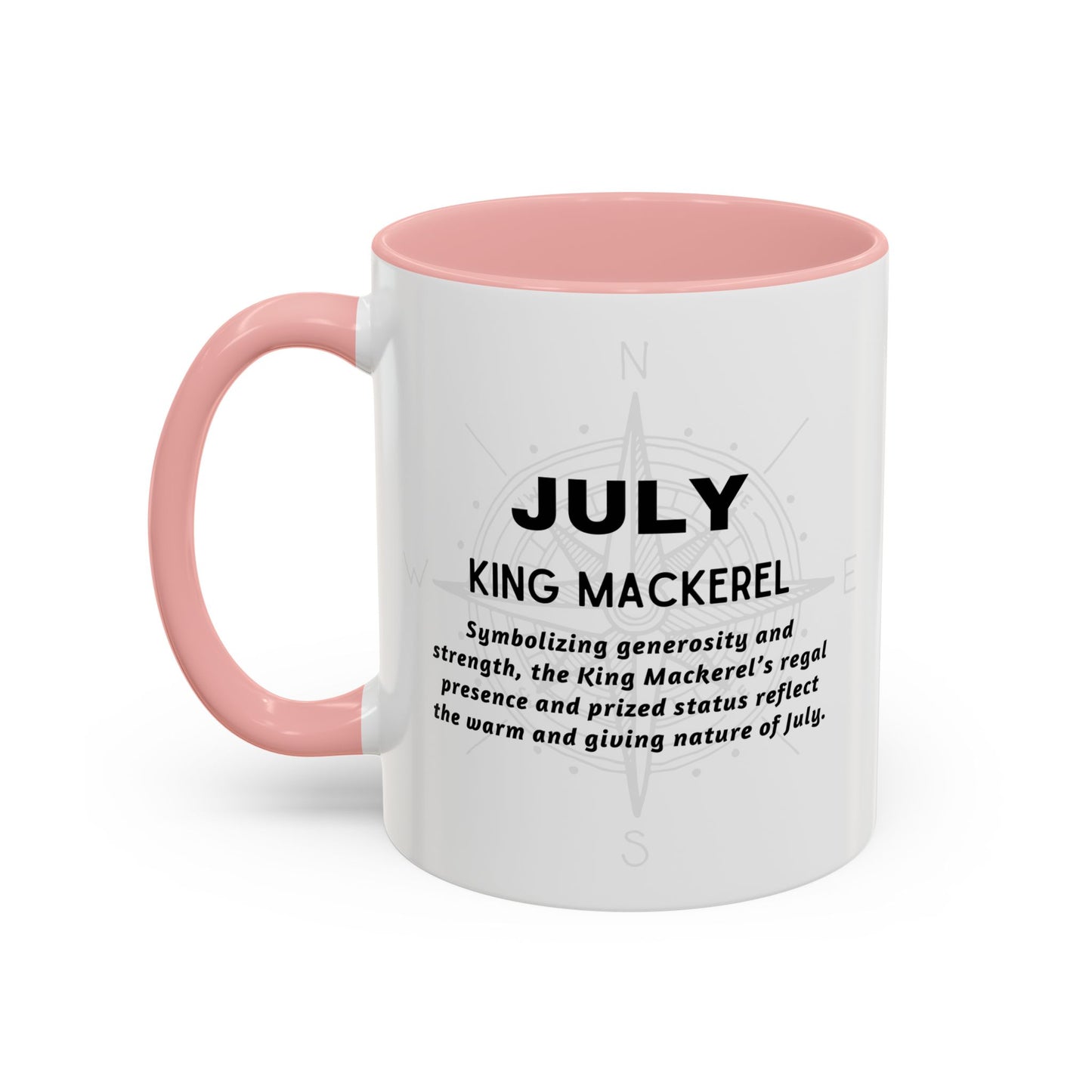 Colorful July King Mackerel Birth Month Accent Coffee Mug with Colored Handle