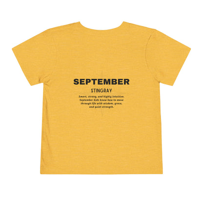 September Stingray Toddler Shirt, Kids Birth Month Sea Life Tshirt