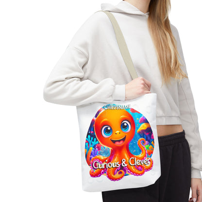 Personalized Kids Octopus Beach Tote Bag Curious & Clever