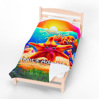 Personalized Kids Starfish Plush Blanket – Bright & Adaptable