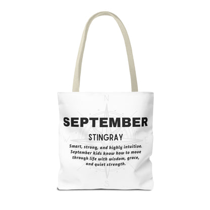 Kids Colorful September Stingray Birth Month Tote Bag
