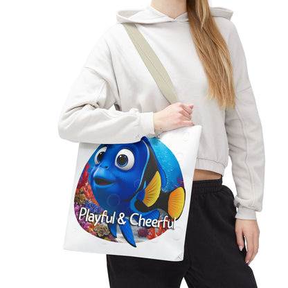 Personalized Kids Blue Tang Beach Tote Bag – Playful & Cheerful – Custom Sea Life Bag with Name