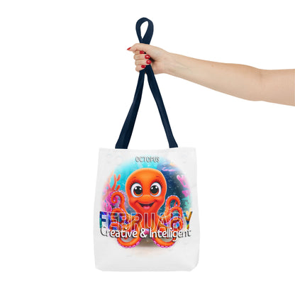 Kids Colorful February Octopus Birth Month Beach Tote Bag