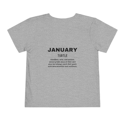 January Turtle Toddler TShirt Kids Birth Month Sea Life Tee