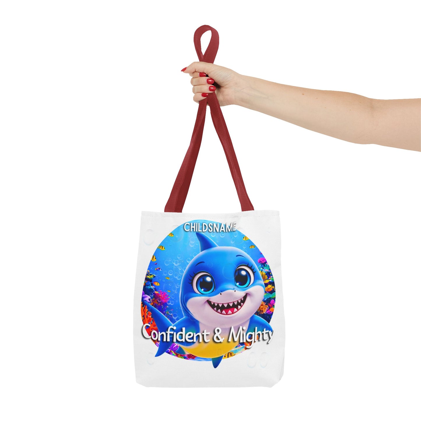 Personalized Kids Shark Beach Tote Bag Confident & Mighty