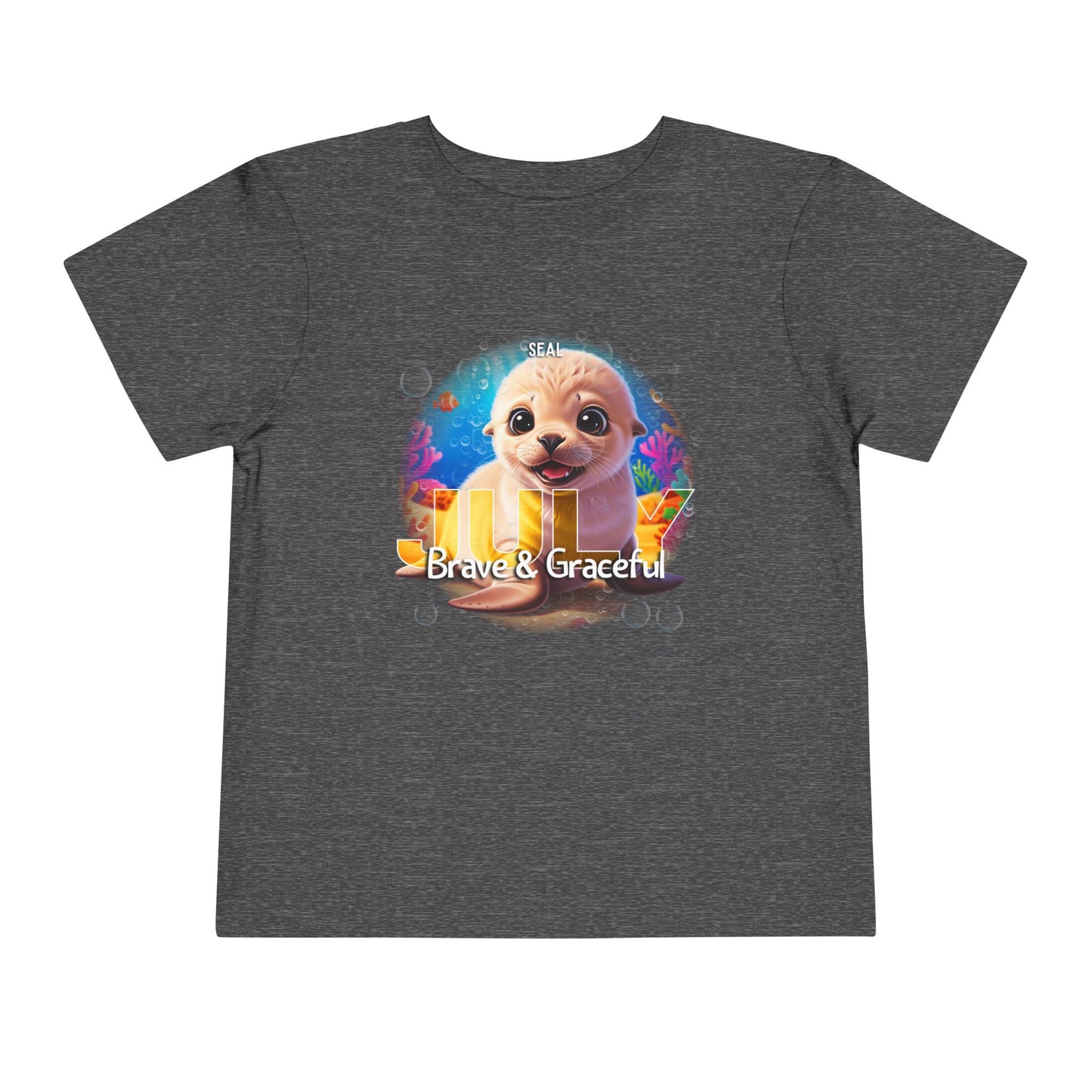 July Seal Toddler TShirt Kids Birth Month Ocean Animal Tee