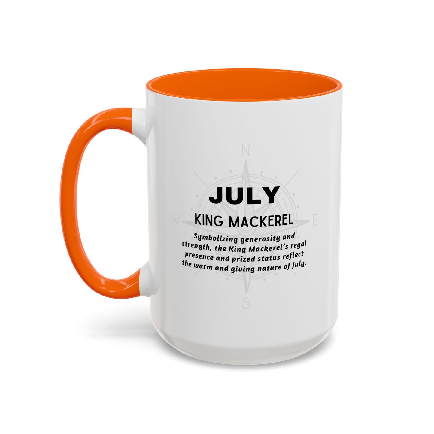 Colorful July King Mackerel Birth Month Accent Coffee Mug with Colored Handle