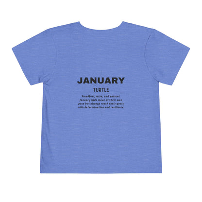 January Turtle Toddler TShirt Kids Birth Month Sea Life Tee