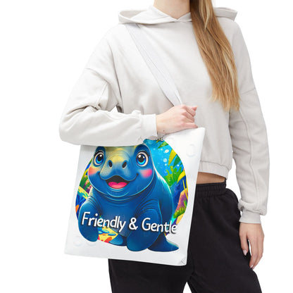 Personalized Kids Manatee Beach Tote Bag Friendly & Gentle