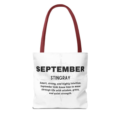 Kids Colorful September Stingray Birth Month Tote Bag