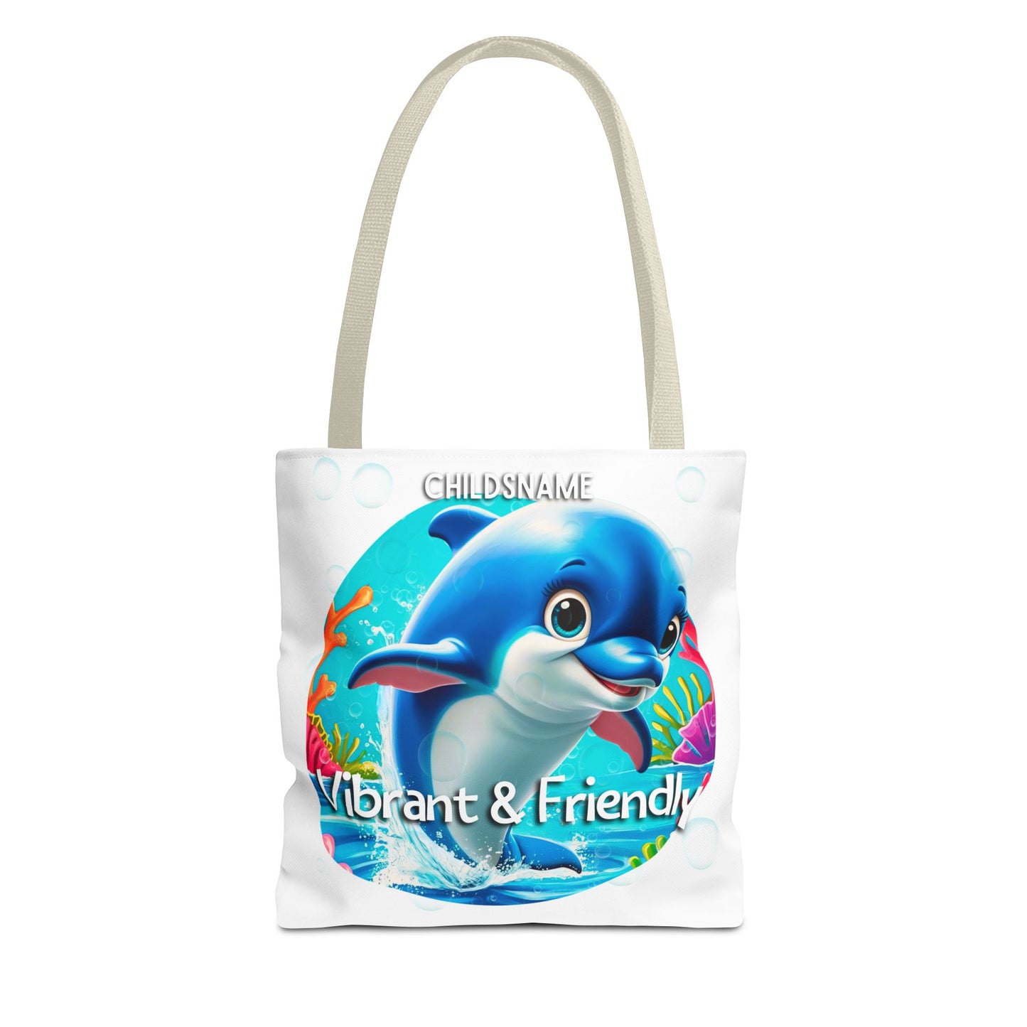 Personalized Kids Dolphin Beach Tote Bag – Vibrant & Friendly – Custom Sea Life Bag with Name