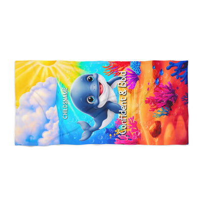 Personalized Kids Beach Towel – Vibrant Whale Design – Confident & Bold