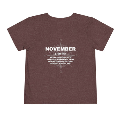 November Lobster Toddler TShirt Kids Birth Month Sea Life Tee