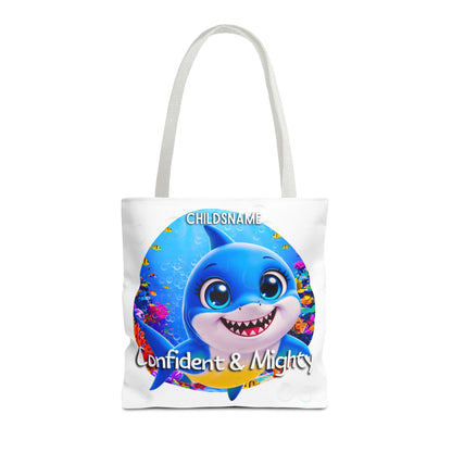 Personalized Kids Shark Beach Tote Bag Confident & Mighty