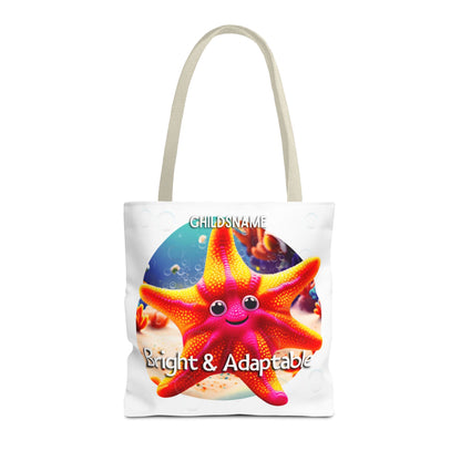Personalized Kids Starfish Beach Tote Bag – Bright & Adaptable – Custom Sea Life Bag with Name