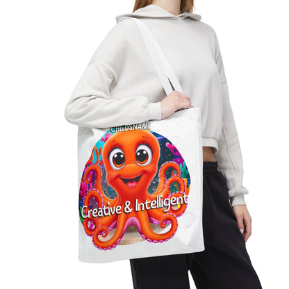Personalized Kids Octopus Beach Tote Bag – Creative & Intelligent – Custom Sea Life Bag with Name