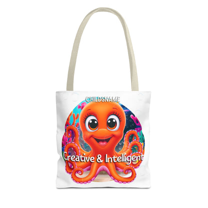 Personalized Kids Octopus Beach Tote Bag – Creative & Intelligent – Custom Sea Life Bag with Name