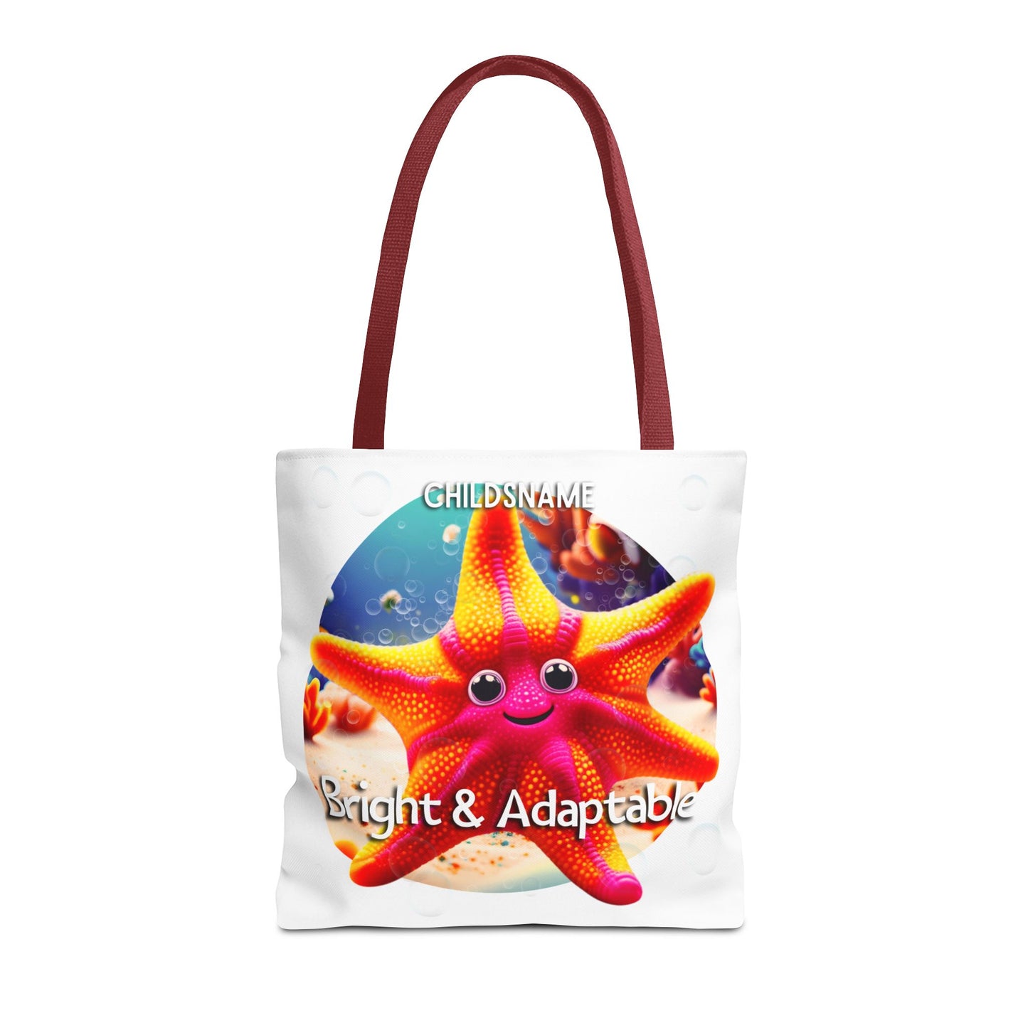Personalized Kids Starfish Beach Tote Bag – Bright & Adaptable – Custom Sea Life Bag with Name