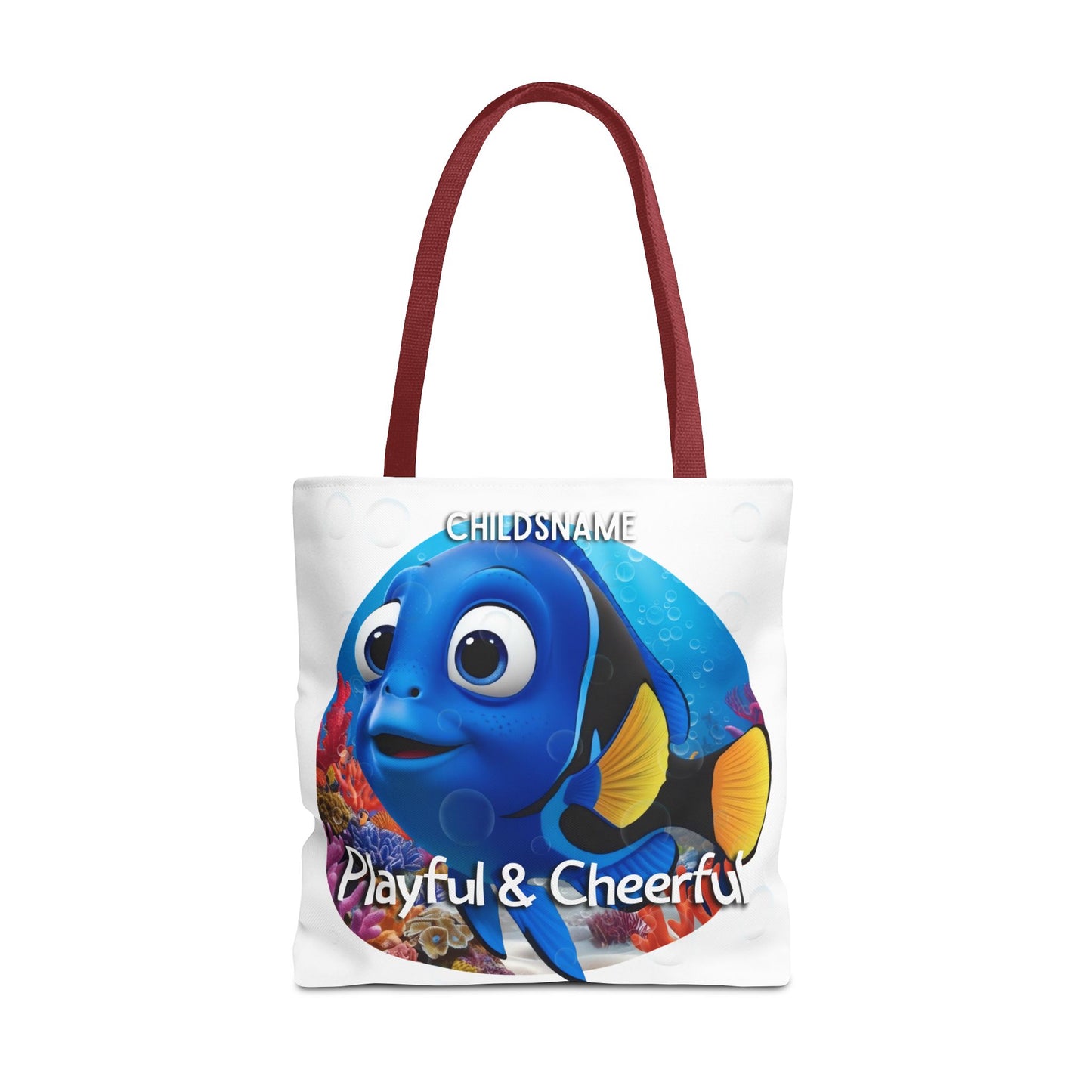 Personalized Kids Blue Tang Beach Tote Bag – Playful & Cheerful – Custom Sea Life Bag with Name