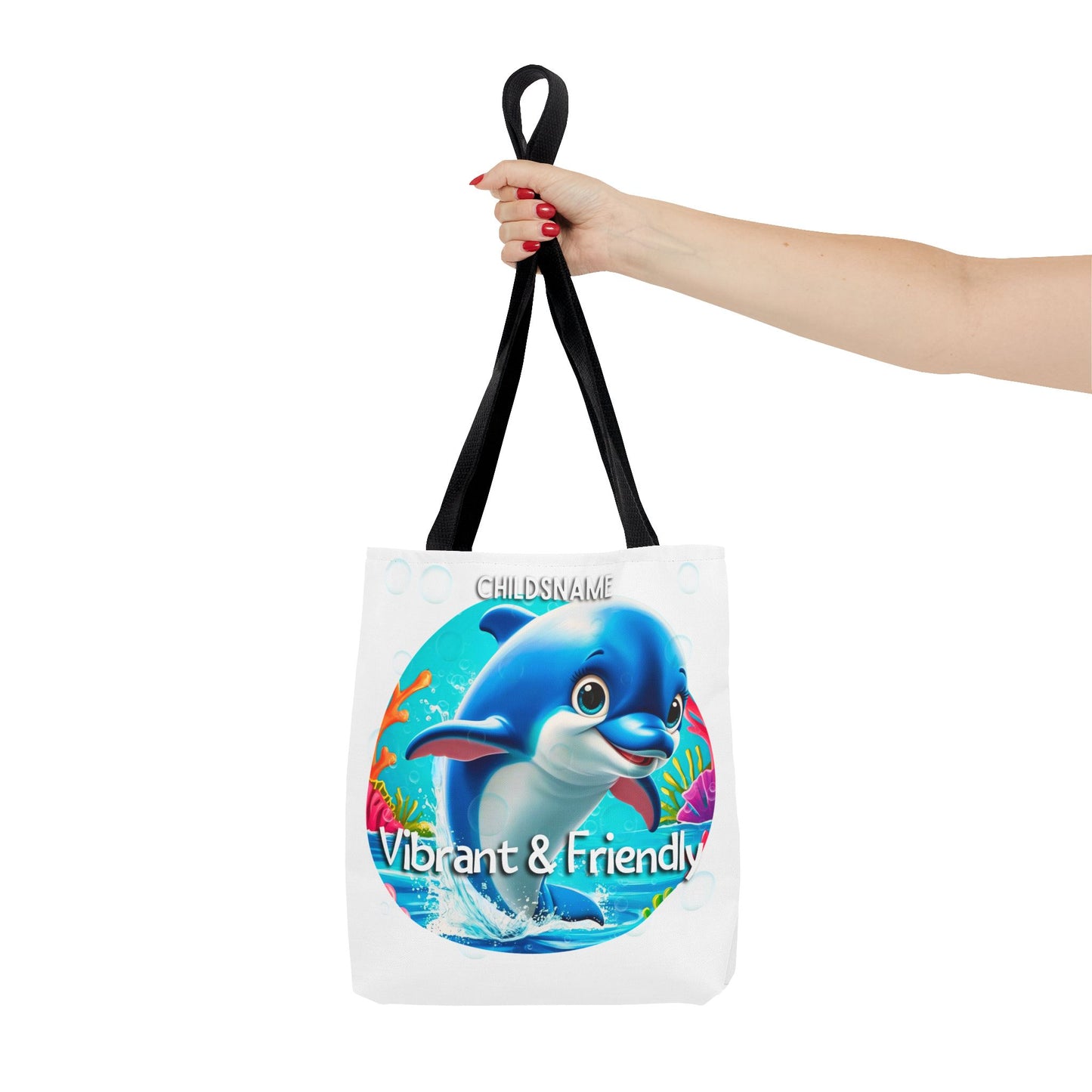 Personalized Kids Dolphin Beach Tote Bag – Vibrant & Friendly – Custom Sea Life Bag with Name