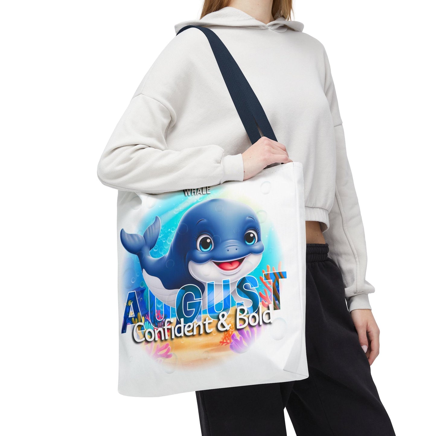 Kids Colorful August Whale Birth Month Tote Bag
