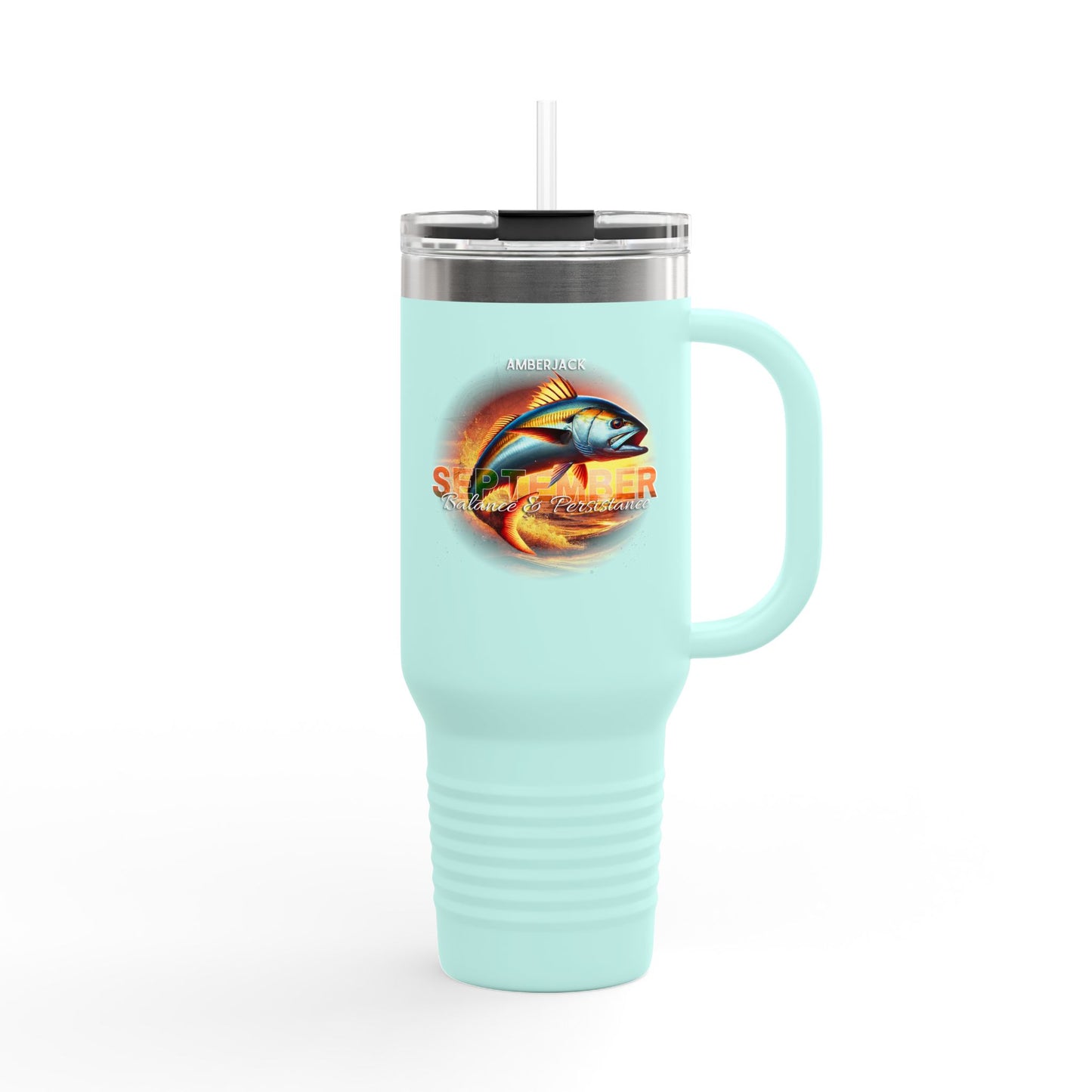 September Amberjack Birth Month 40oz Travel Mug with Handle