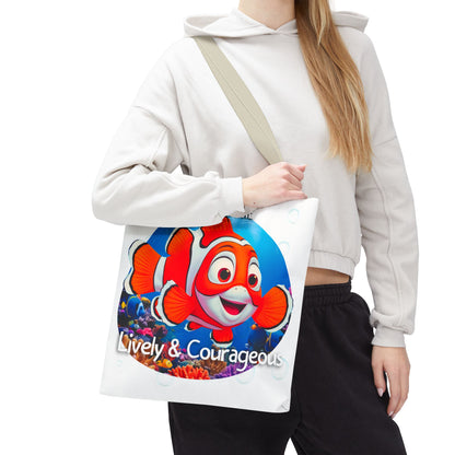 Personalized Kids Clownfish Beach Tote Bag – Lively & Courageous – Custom Sea Life Bag with Name