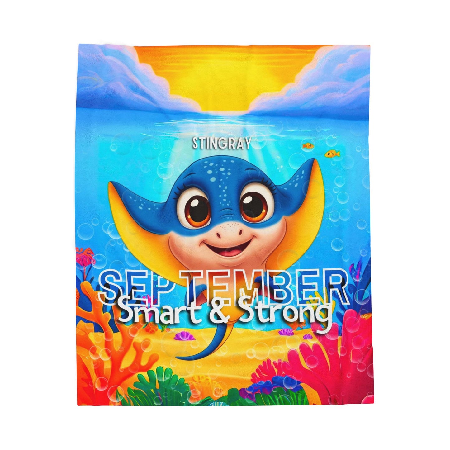 September Stingray Kids Blanket – Soft & Vibrant Stingray Blanket for Children