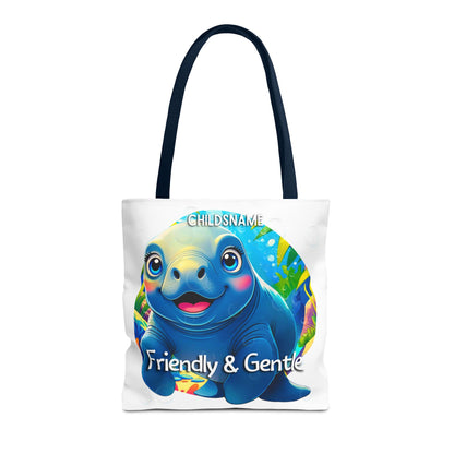 Personalized Kids Manatee Beach Tote Bag Friendly & Gentle