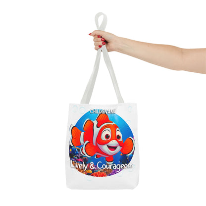 Personalized Kids Clownfish Beach Tote Bag – Lively & Courageous – Custom Sea Life Bag with Name