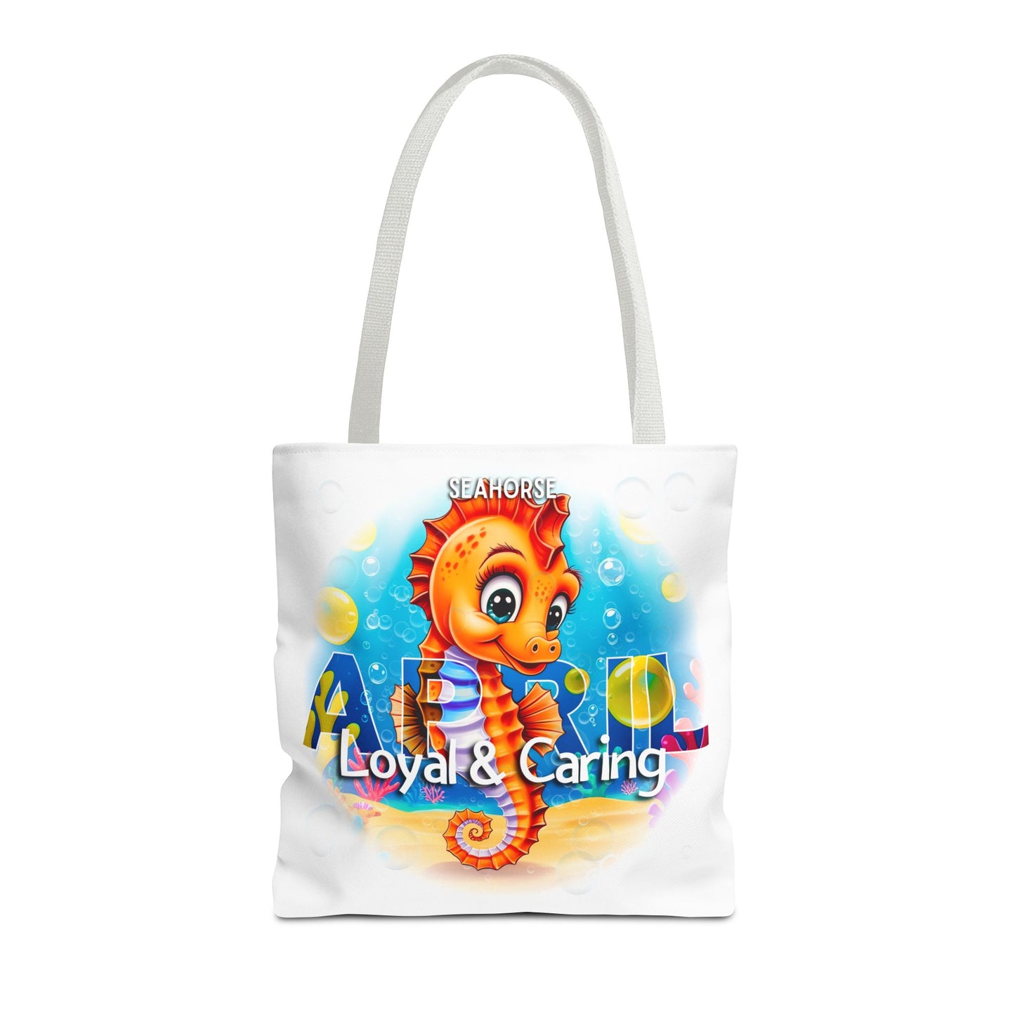 Kids Colorful April Seahorse Birth Month Tote Bag