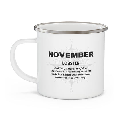 November Lobster Kids Sea Life Birth Month Enamel 12oz Camping Mug