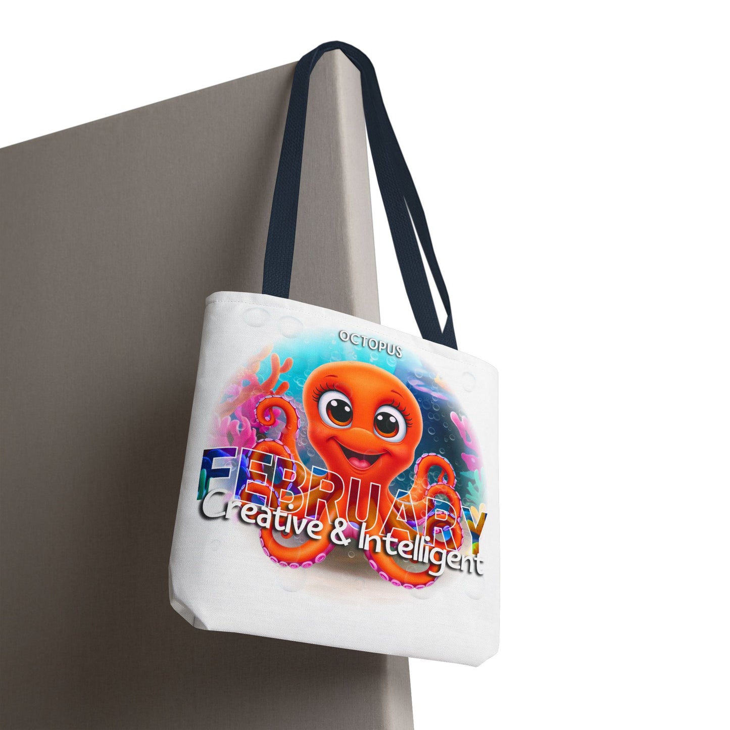 Kids Colorful February Octopus Birth Month Beach Tote Bag