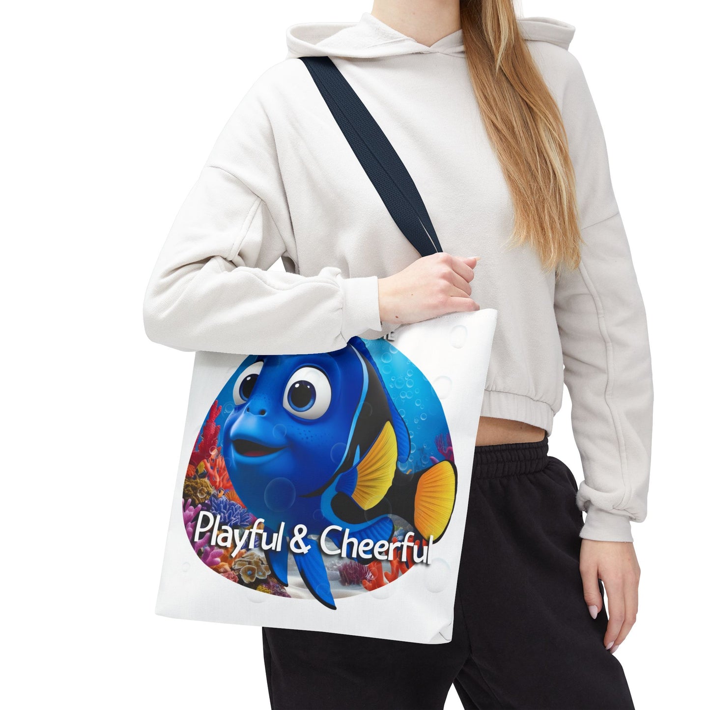 Personalized Kids Blue Tang Beach Tote Bag – Playful & Cheerful – Custom Sea Life Bag with Name