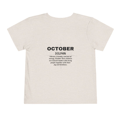 October Dolphin Toddler Tee Kids Birth Month Ocean Tshirt