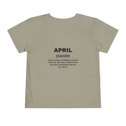 April Seahorse Toddler TShirt Kids Birth Month Ocean Tee