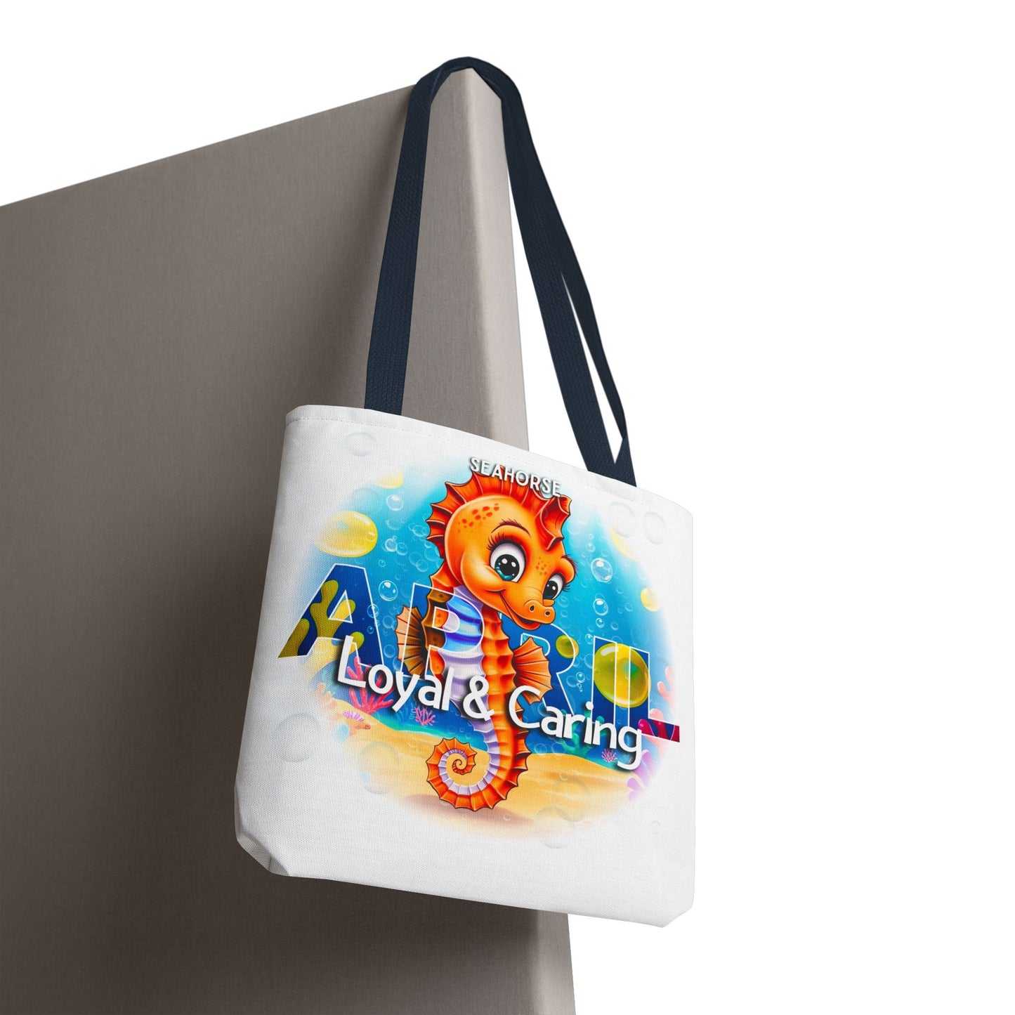 Kids Colorful April Seahorse Birth Month Tote Bag