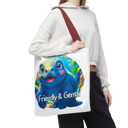 Personalized Kids Manatee Beach Tote Bag Friendly & Gentle