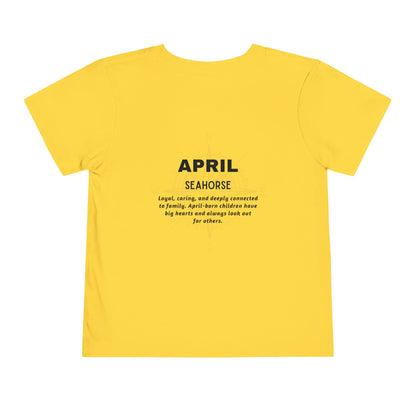 April Seahorse Toddler TShirt Kids Birth Month Ocean Tee