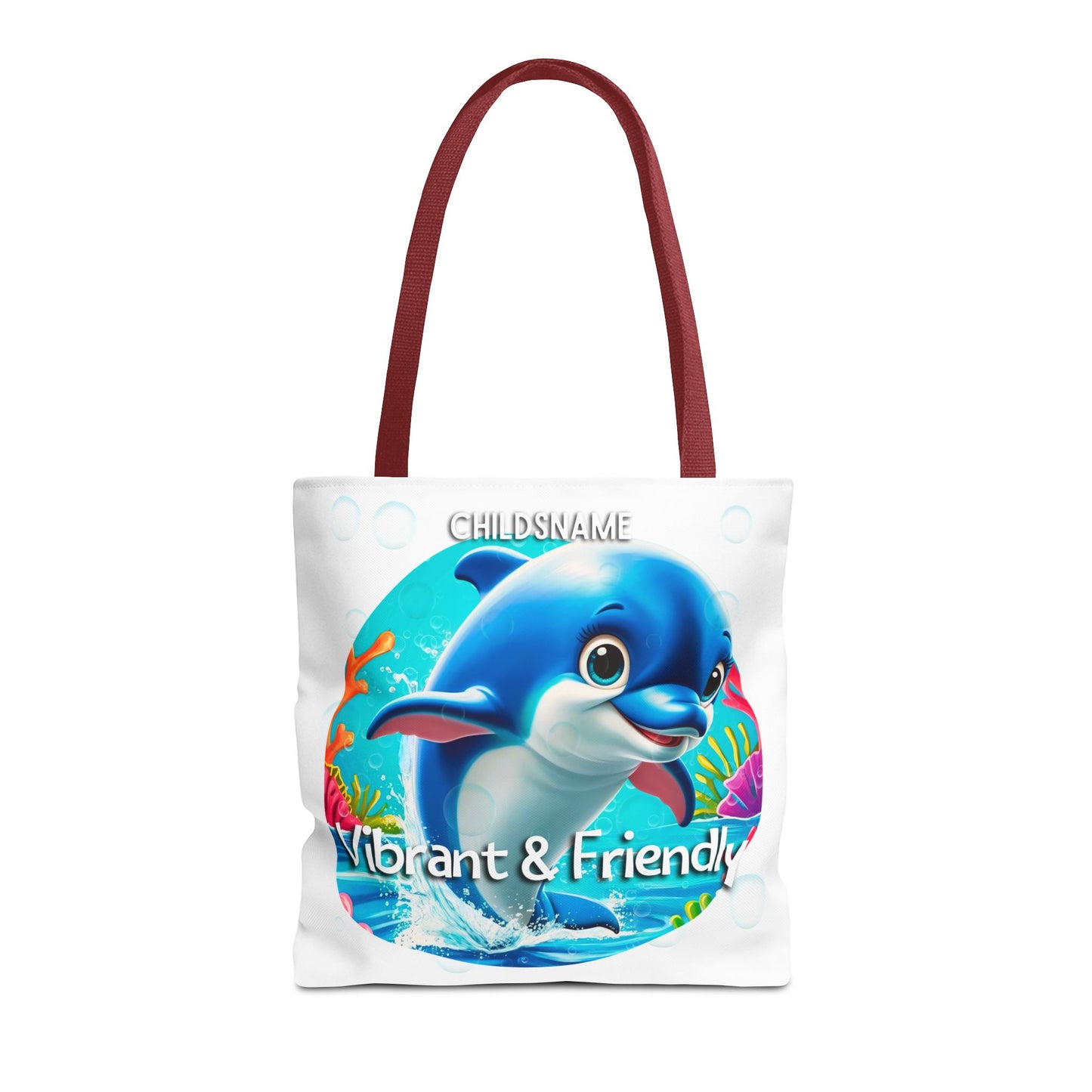 Personalized Kids Dolphin Beach Tote Bag – Vibrant & Friendly – Custom Sea Life Bag with Name