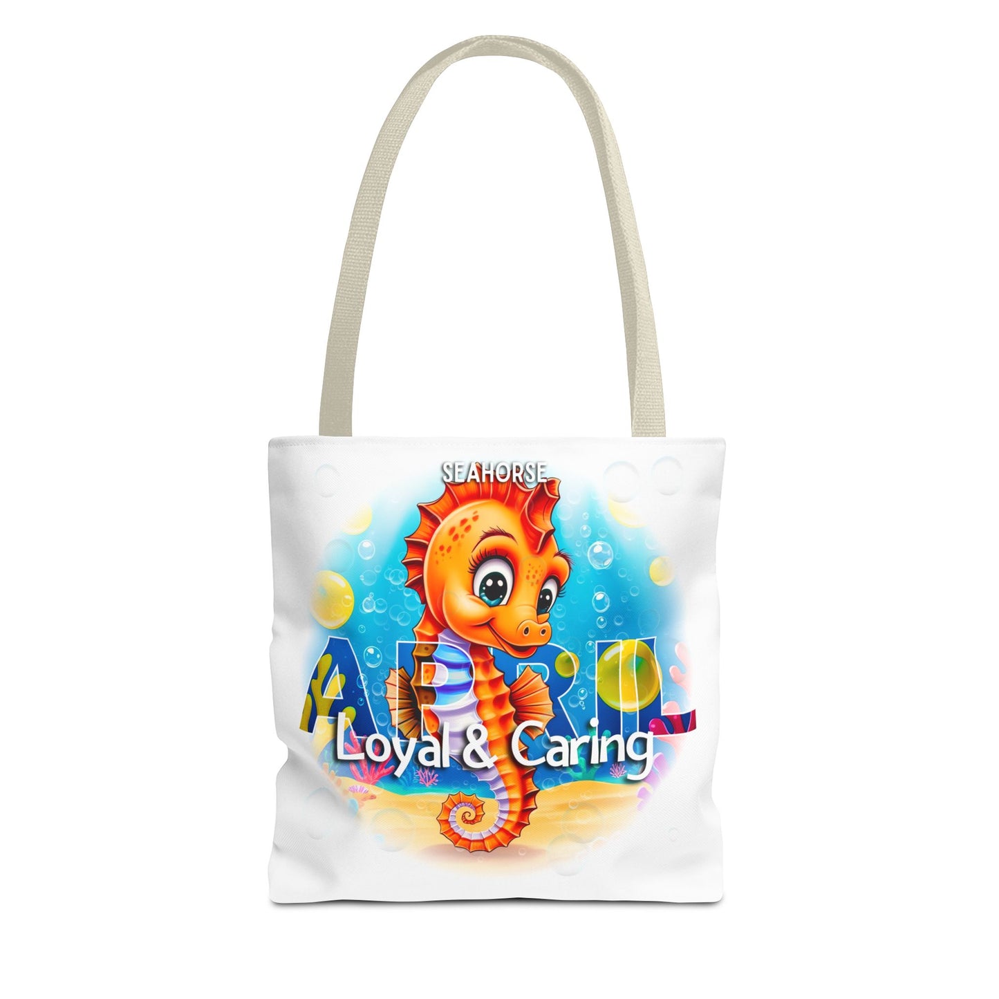 Kids Colorful April Seahorse Birth Month Tote Bag