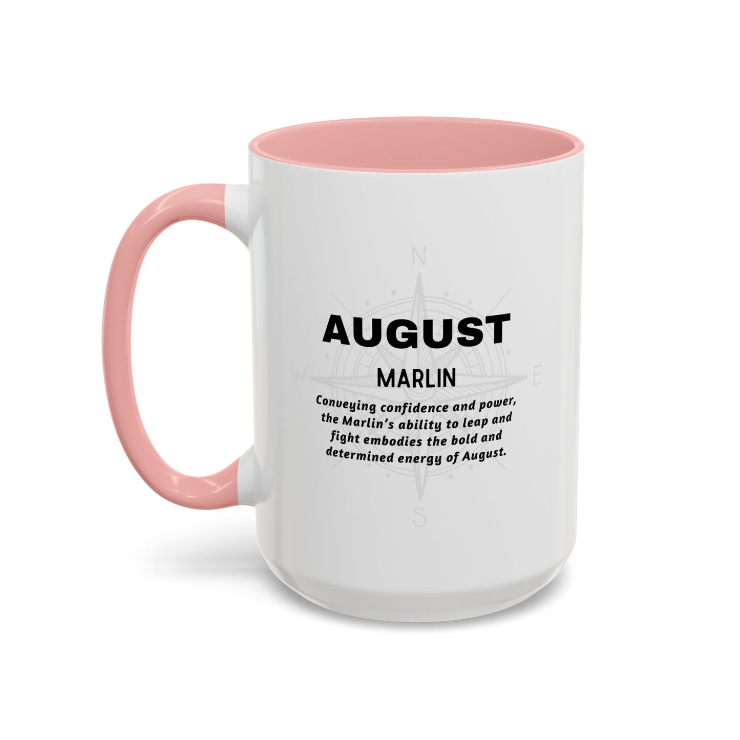 Colorful August Marlin Birth Month Accent Coffee Mug with Colored Handle