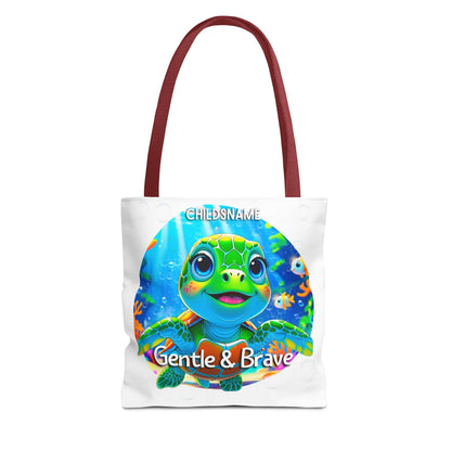 Personalized Kids Turtle Beach Tote Bag – Gentle & Brave – Custom Sea Life Bag with Name