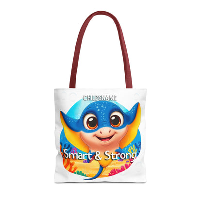 Personalized Kids Stingray Beach Tote Bag – Smart & Strong – Custom Sea Life Bag with Name