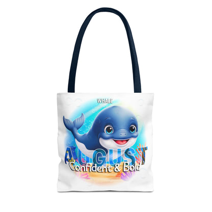 Kids Colorful August Whale Birth Month Tote Bag