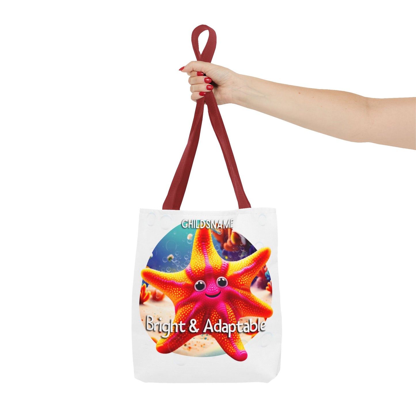 Personalized Kids Starfish Beach Tote Bag – Bright & Adaptable – Custom Sea Life Bag with Name