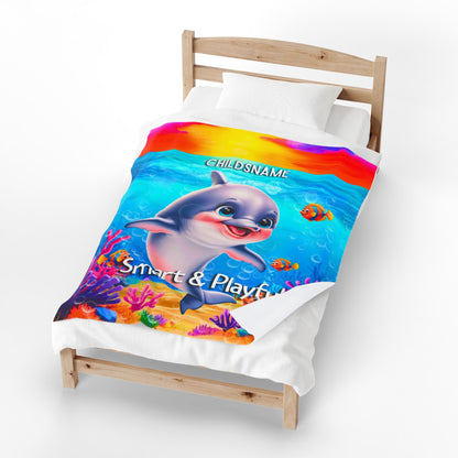 Personalized Kids Shark Plush Blanket Smart & Playful