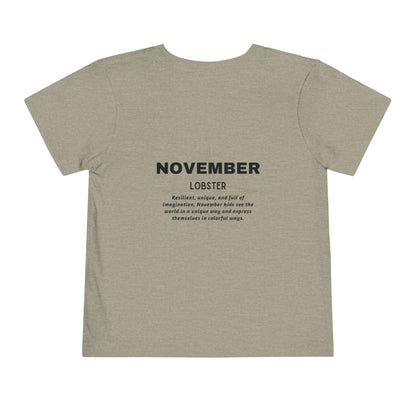 November Lobster Toddler TShirt Kids Birth Month Sea Life Tee
