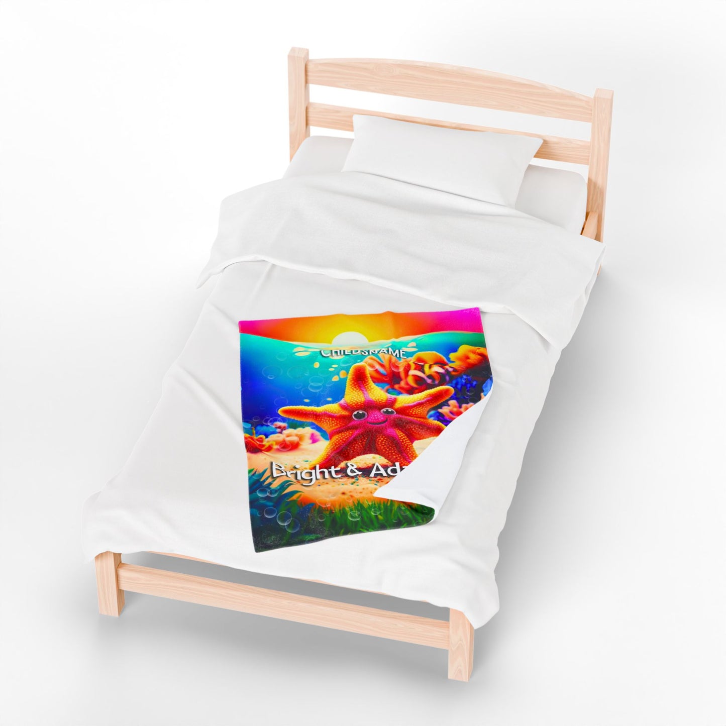 Personalized Kids Starfish Plush Blanket – Bright & Adaptable