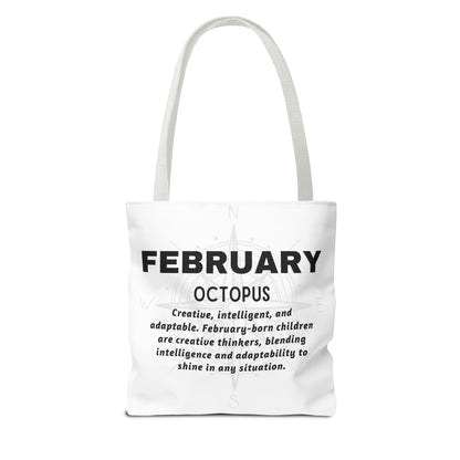 Kids Colorful February Octopus Birth Month Beach Tote Bag